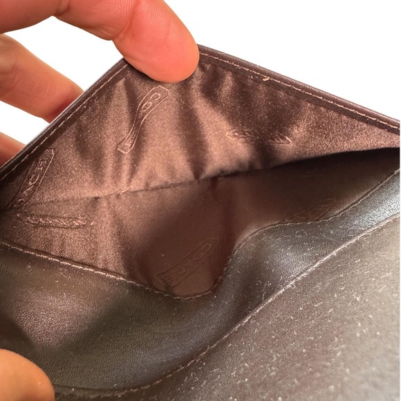 COACH Checkbook Cover Wallet Signature Monogram Canvas Brown Leather | Vintage - Picture 9 of 9